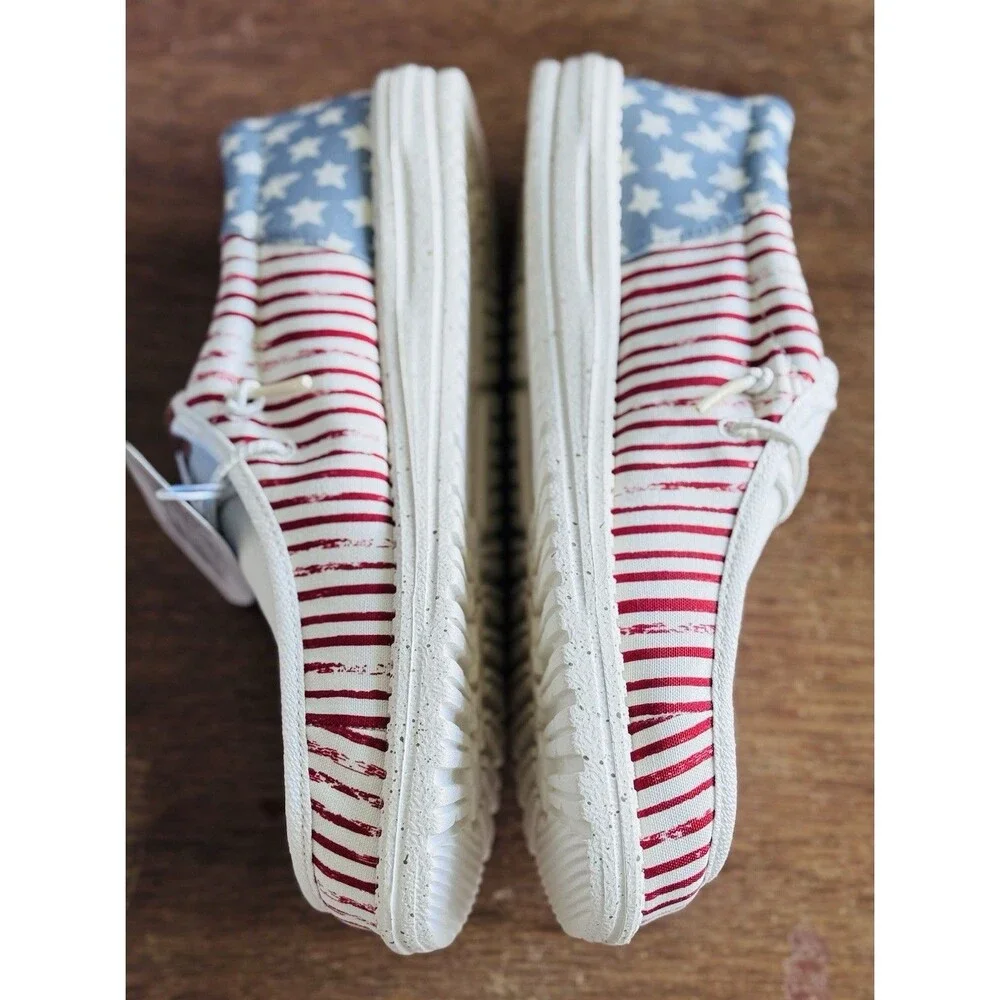 Men’s Size 8 HEYDUDE Wally Funk Americana Stars American Flag 43633-9CW